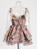 Sweet Wind 2025 Summer New Suspension High Waist Flower Design Cake Under Them