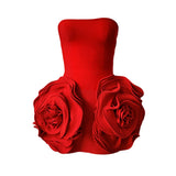 Bra Strap Dress With Stylish Three-Dimensional Big Flower Party Party Dress Dress Dress