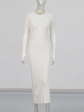Temperament Famous Wind Dress 2025 New Round Neck Chest Hollow High-End Long-Sleeved Knitted Dress
