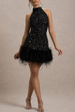 Women's New Sexy Sleeveless Body Shiny Plush Dress Dress Dress Glie 8105 HZ0628