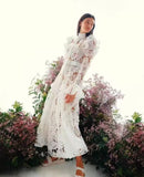 Water-Soluble Lace Dress 2025 Spring Temperament Embroidery Empty Belt With White Dress Dress