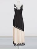 Famous Style Retro Dress 2025 Summer New Sling Lace Splicing Hollow Design Dress Dress Dress