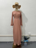 Women's Clothing Autumn 2024 New Long Dress Temperament Folding Horn Sleeve Mid-Long Dress