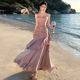Summer New Lotus Leaf Side Hanging Dress Birthday Party Dress Dress Holiday Beach Dress