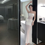 Holiday Style Sexy Perspective Mesh Yarn Flowers With Breasts Women Design Sense Of Body Quality Dress
