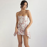 Bosom Crumm Flower Body Dew Back Dress Casual Holiday Style Sexy Hot Girl Short Dress Girl DJPT