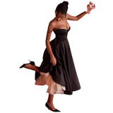 Women's New Sling V-Neck Sleeveless Dress Pony Skirt HZ0628