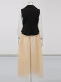 Small Red Carpet Mesh Splicing Long Top 2025 New Women's Summer Shirt Hit The Color Of The Famous Woman's Coat