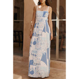 2024 New Sling-Print Dress INS Casual Holiday Loose Women's Dress HZ0628