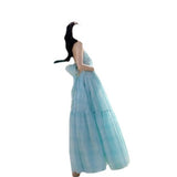 Hanging Neck Sling Dress Summer Seaside Holiday Fairy Dress Sexy Bareback Beach Dress Woman