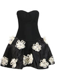 Famous Wind Dress 2025 Explosion Fashion Three-Dimensional Flowers Splicing Banded Brae Ponbo Skirt Woman