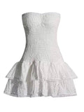 New Spanish Niche Brand Sexy Elastic Wrap Chest Lotus Ponp On Holiday Dress Short Dress Woman