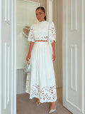 2025 New Australian Niche Short-Sleeved Top With Waist-Scuffed Long Dress Fashion Suit Woman