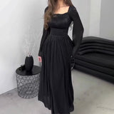 2024 Fang Collar Light Dress Slim Light Luxury Sexy Long Dress