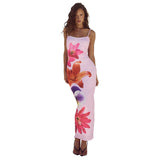 Hanging Flower Print Sexy Dress 2025 Summer New Hot Girl De-Backed Long Dress Girl DJPT