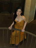 And Summer 2025 New Female Vietnamese Small Fish Bone Sling Net Yarn Dress To Collect Waist Thin Flower Dress Dress