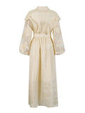 Temperament Fashion Elegant Style Dress 20254 New Collar Heavy Industry Embroidery Lotus Edge Lace Long