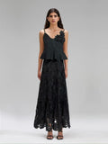Niche 2025 Spring New Sling Hand-Nailed Floral Top With Waist-Socked Long Dress Fashion Suit Woman