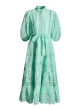 Women's Clothing 2025 Summer New High-End Lantern Sleeve Water-Soque Embroidery Strapped Dress Body Girl