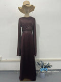 2024 Splicing Glass Yarn Sleeve Long Lint Repair Dress