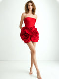 Wind Brao A-Shaped Dress 2025 Spring New Party Dress Three-Dimensional Rose Big Flowers Splicing Dress Dress Woman