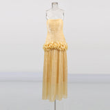 Yuanfeng Light Luxury Evening Dress 2025 New Women's Summer Breast Flavor Flavor To Waist Leaf Sides And Matching Dresses