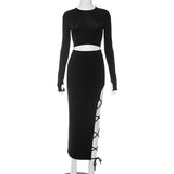 Women's 2025 Autumn And Winter New Long-Sleeved Top Sexy Half-Dress Suit DJPT