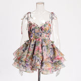 Sweet Wind 2025 Summer New Suspension High Waist Flower Design Cake Under Them