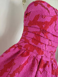 A line Strapless Satin Pink Floral Vacation Dresses Short Birthday Dress SD1260