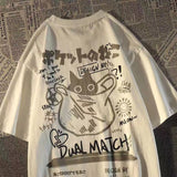 Cotton Short-Sleeved Cartoon Trend Couple T-Shirts And Men And Women Trendy Brand Loose High Street Half-Sleeve DJPT