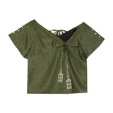 Design Liulu Green Chinese Style Improvement Han Elements Han Suit Women's Coat Sling Half Skirt Set 8705