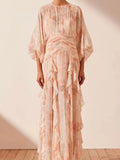 Autumn New Round Collar Lantern Sleeves With Lotion Side Of The Dressing Lady