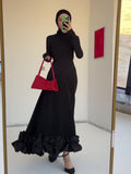 Spring Bubble Mesh Dress Evening Dress Soft Leaves Side Dressing Dress