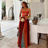 Spring And Summer Women's Dress Sexy Hottie Printed Clammed Chest-Wender Backed Women's Dress HZ0628