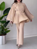 2024 New Folded Design Sense Fashion Temperament Loose Pants Suit Woman