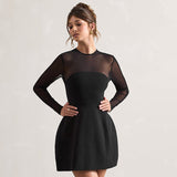 Women's Autumn Mesh Splicing Dew Skin Elegant Skirt DJPT