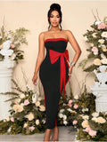 Bow Bump Color With Chest With Dressing Dinner High-End Feel Beautiful Evening Dress