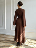 French Elegant U-Neck Solid-Colored Belted In Autumn 2024