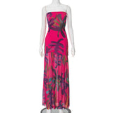 New Women's Chest-Shape Leopard-Print Net Yarn Stitched Dress DJPT