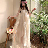 Niche Sling Dress Woman Seaside Holiday Dress Super Fairy Birthday Dress Engagement Morning Robe Banquet Dress DJPT