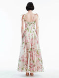 2025 New Slinging Printing Folding Process Long Dress Woman