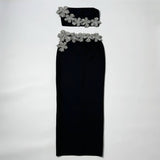 New Design-Sensitive Flower-Singing Diamond Bandage Set Sexy Tective Blouse Two-Piece