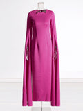 Temperament Famous Style Dress 2025 Spring Round Collar Long Sleeve Open High-End Dress Women's Clothing
