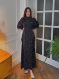 2024 Gentle Wind Loose With Small Cherry-Print Ribbon Dress Long Sleeve Dress