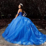 Yarn Vocal Solo Dress 2025 Blue Three-Dimensional Flowers High-End Feel Fluffy Skirt Tug Tail Heavy Industry Performance Clothes Female