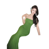 Body-High-Senior Corsenior Knitted Long Dress Senior Feel Seaside Holiday Dress Woman