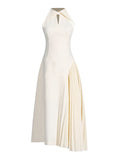 Feel Dress Woman 2025 New Vietnamese Style Design Feeling Waist Thin Sleeveless Splicing Long Dress