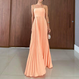 Women's High-Rise Splicing Sexy Dew Solid Color Design Dress In Summer 2025