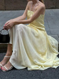French Sexy Folding Solid-Colored Chiffon Dress In Summer 2024