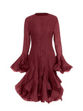 Design-Sensitive Fairy Dress 2025 Summer New Round Neck Lotus Side Horn Sleeve Dress Dress Woman